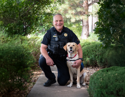Deputy Brian Corbin and Guster. (Photo courtesy of Freedom Service Dogs)