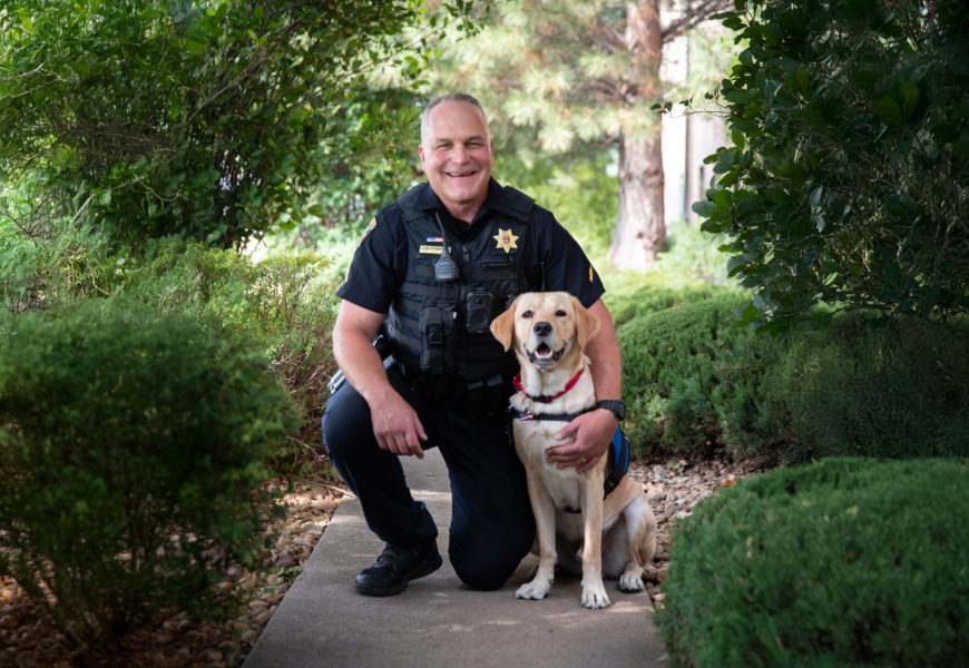 Deputy Brian Corbin and Guster. (Photo courtesy of Freedom Service Dogs)